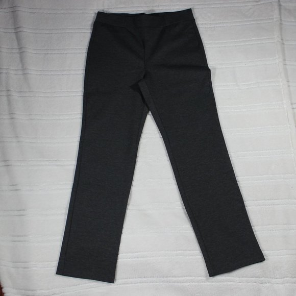 Marie Claire Pants - Straight semi-fitted pull-on pant Adult Women Large Charcoal